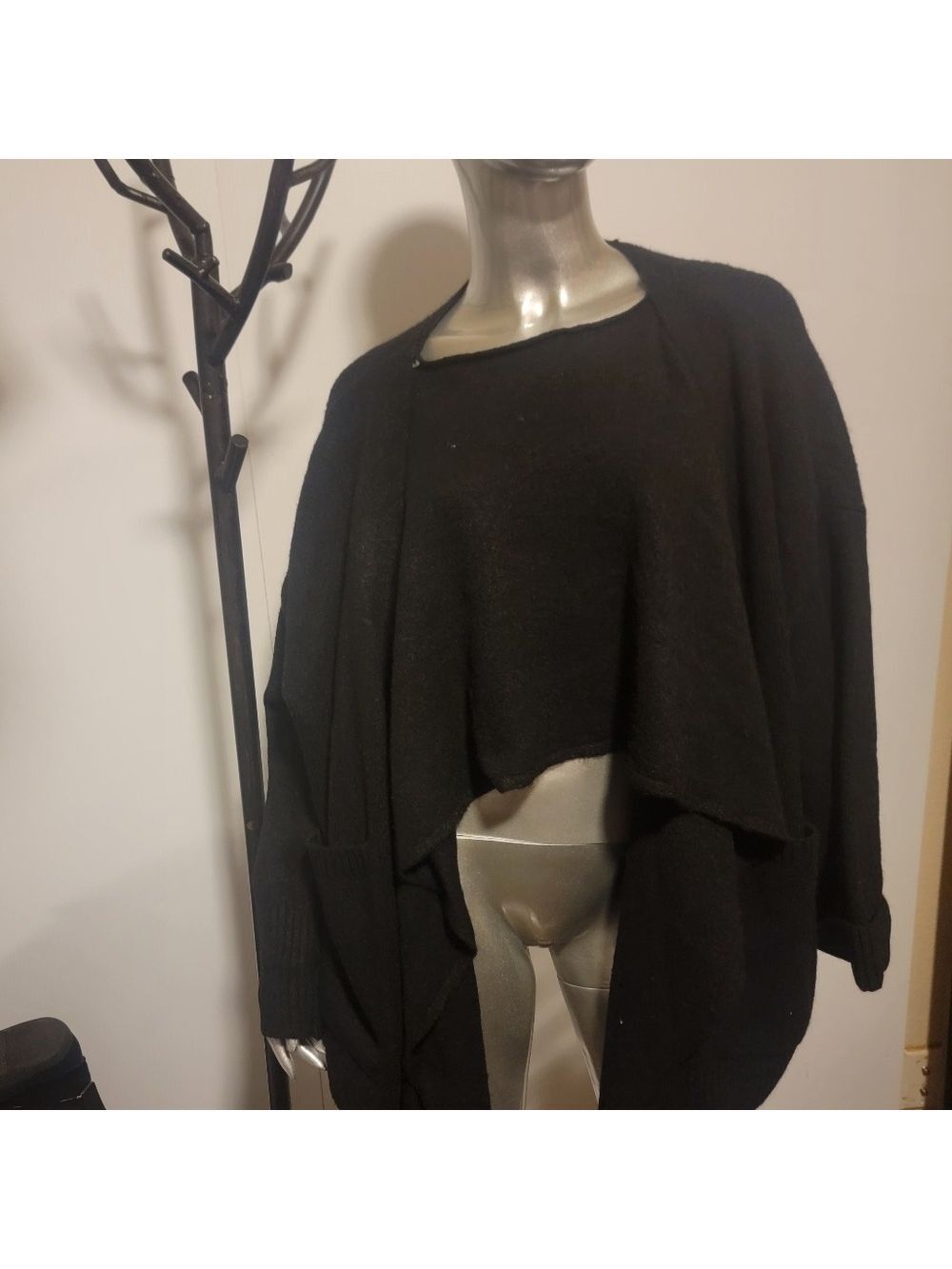 Anthropologie Black Sweater Poncho One Size NWT